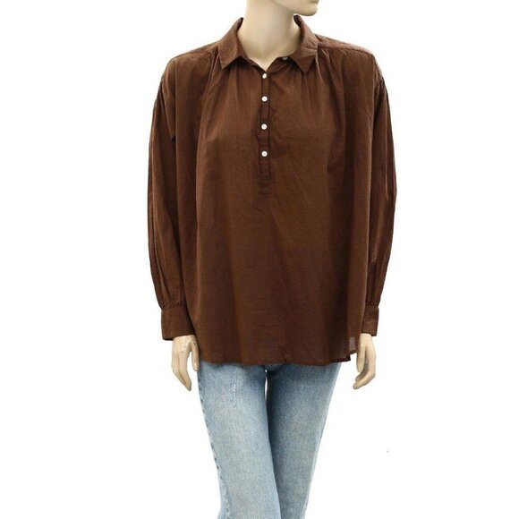 Nili Lotan Miles Tunic Shirt Top Solid Cotton Collared Oversized XS New